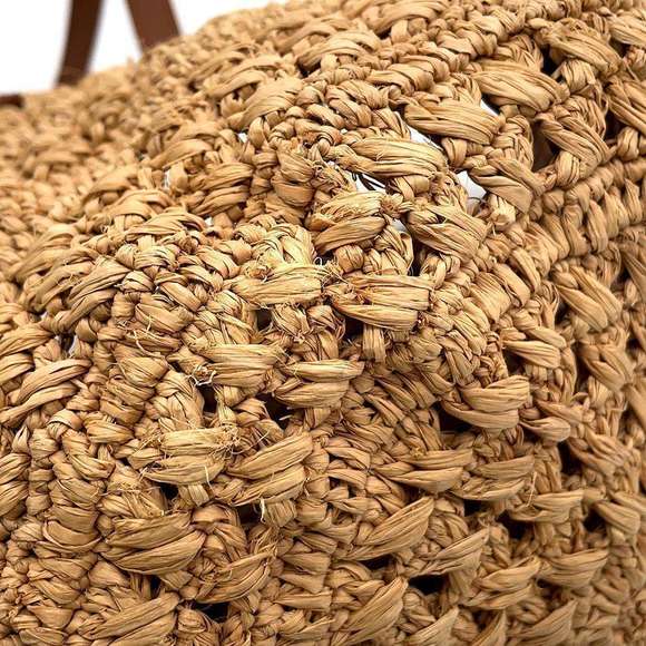 Saint Laurent Paris Pannier Crochet Raffia Basket Bag Beige Brown - Picture 8 of 13